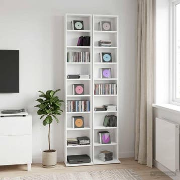 vidaXL CD Kast 2 st Wit 33 x 23,5 x 175 cm Bewerkt hout, Huis en Inrichting, Verzenden, Nieuw