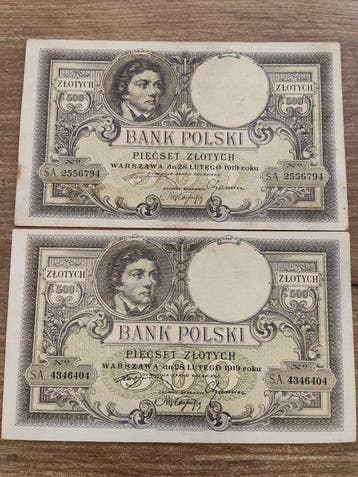 Polen. - 2 x 500 Zlotych - 1919 - Pick 58 (Zonder