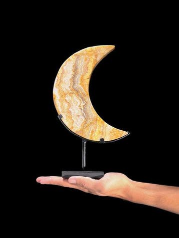GEEN RESERVEPRIJS - Prachtige Lace Agate Moon-Shaped op een