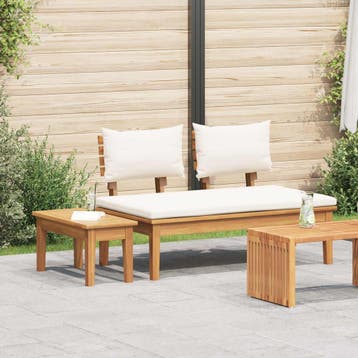 vidaXL Tuinbank en Tafelset 2 st Crème en bruin Massief, Tuin en Terras, Tuinsets en Loungesets, Verzenden, Nieuw, 2 zitplaatsen