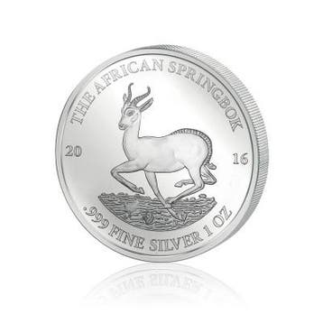 Gabon Springbok 1 oz 2016, Postzegels en Munten, Verzenden, Overige landen, Losse munt, Zilver