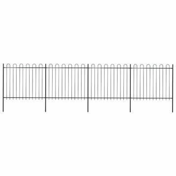 vidaXL Tuinhek met ringtop staal 671x150 cm zwart, Verzenden, Nieuw, IJzer, 2 meter of meer