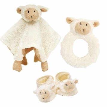 Baby cadeau setje Lammy - rammelaar - slofjes - tuttel, Verzenden, Nieuw