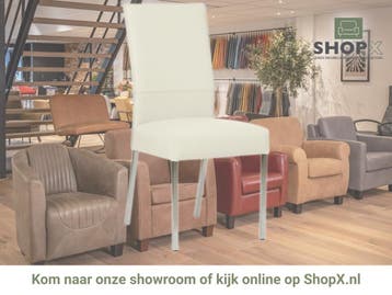 Leren eetkamerstoel Real - Toledo Nebbia (crème) - Poten, Huis en Inrichting, Overige kleuren, Nieuw, Ophalen of Verzenden, Eén