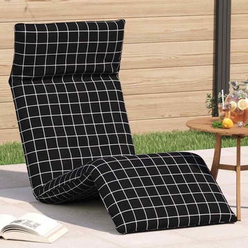 vidaXL Opvouwbare ligstoel Zwart Geruit Patroon 175x54x8,5, Verzenden, Nieuw