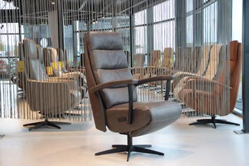 Gealux relaxfauteuil Twinz 234 Leer Antraciet 3 motoren+accu, Huis en Inrichting, Ophalen of Verzenden, Nieuw, Leer, Design, modern