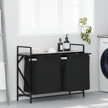 vidaXL Wasmand 2 vakken met plank grijs sonoma eiken, Verzenden, Nieuw