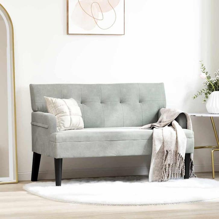 vidaXL Chesterfield Bank Lichtgrijs 112 x 65,5 x 75 cm, Huis en Inrichting, Banken | Bankstellen, Nieuw, Minder dan 150 cm, Stof