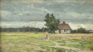 Franz Courtens (1854-1943) - Paysage rural avec une ferme -, Antiek en Kunst, Kunst | Schilderijen | Klassiek