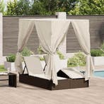vidaXL Dubbele ligbed Warmwit 205 x 129 x 200 cm poly rattan, Tuin en Terras, Ligbedden, Verzenden, Nieuw