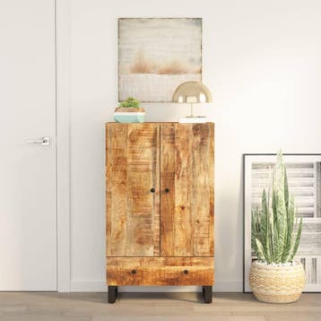 vidaXL buffetkast met lade 60x33x100 cm massief mangohout en, Verzenden, 100 tot 150 cm, Nieuw, 50 tot 100 cm