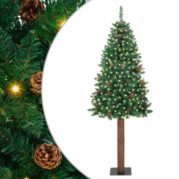 vidaXL Slanke Kerstboom Groen 210 cm PVC en massief, Verzenden, Nieuw