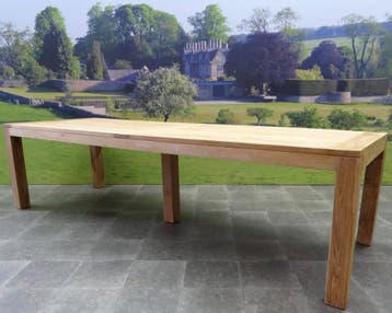 Krista dining tuintafel 300x100xH77,5 cm - poten 10 cm teak, Ophalen of Verzenden, Nieuw, Teakhout
