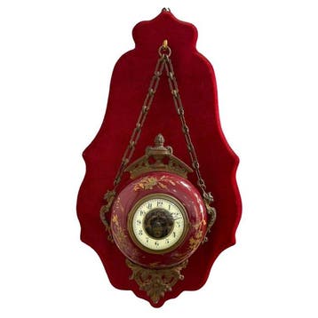 Wandklok - Porselein, Messing - 1920-1930, Antiek en Kunst, Antiek | Klokken