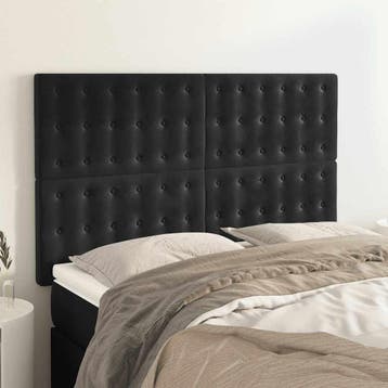 vidaXL Hoofdbord zwart 144x5x118/128 cm fluweel, Verzenden, Nieuw, Zwart, Stof