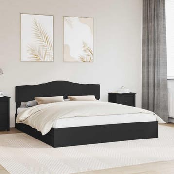 vidaXL Opslag bed met lade met opslag Zwart 200 x 200 cm, Verzenden, Zwart, Hout, Nieuw