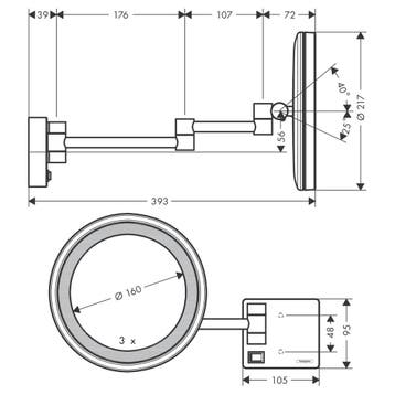 Scheerspiegel AddStoris HansGrohe Met LED Licht Chroom, Ophalen of Verzenden, Nieuw