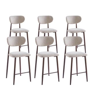 DS4U - Sumi barkruk 65 cm - Set van 6 - Beige / walnoot, Ophalen of Verzenden, Nieuw