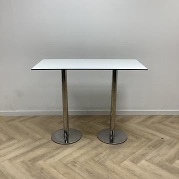 sta-tafel / bartafel 140x70 cm, wit - chroom, Ophalen of Verzenden, Gebruikt