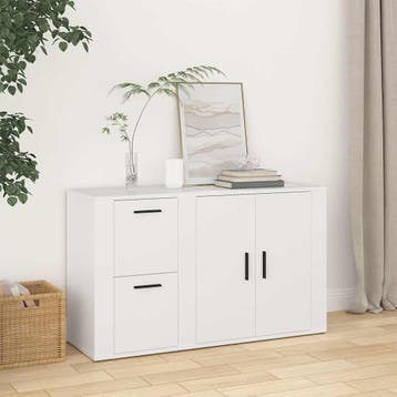 vidaXL Dressoir 100x33x59,5 cm bewerkt hout wit, Verzenden, Nieuw, Overige houtsoorten, Minder dan 50 cm