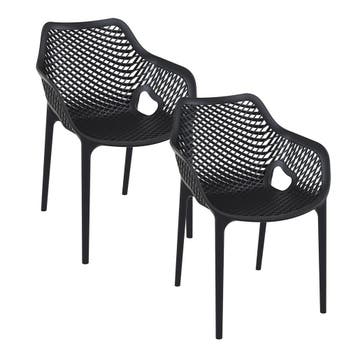 Garden Impressions Air XL design tuinstoel zwart - 2 stuks, Verzenden, Nieuw