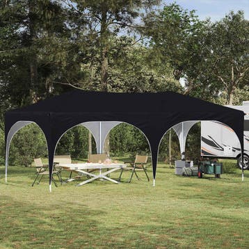 vidaXL Pop-up partytent 574 x 289 x 245 cm Zwart Oxford Stof, Verzenden, Nieuw, Partytent