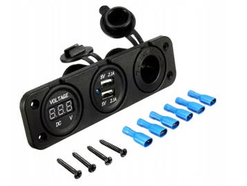 Accu voltmeter + 2 USB poorten en 12V sigarettenplug PLS37, Ophalen of Verzenden, Nieuw