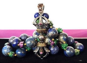 Lapis-lazuli & Robijn - zoïsite - Halsketting – tantrisch