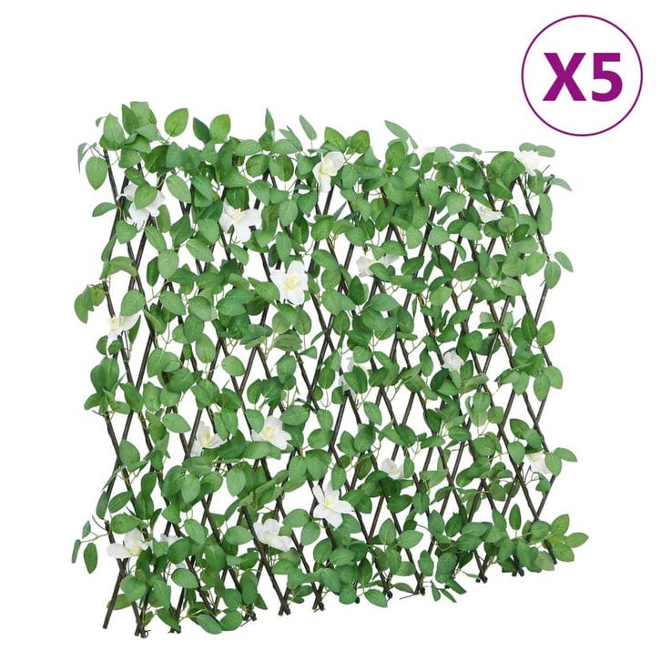 vidaXL Kunstplant klimop op latwerk 5 st uittrekbaar 186x30, Tuin en Terras, Schuttingen, Nieuw, Kunststof, Verzenden