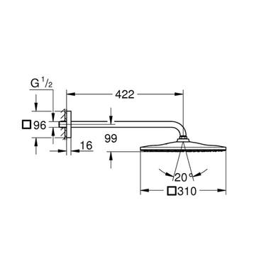 Regendoucheset Grohe Rainshower Mono Cube 31 cm met Wandarm, Ophalen of Verzenden, Nieuw
