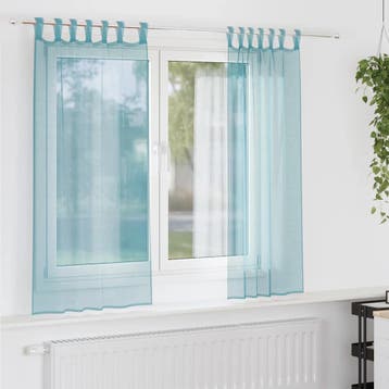 vidaXL Gordijnen Voile met lussen 2 st 140x140 cm turkoois, Verzenden, Nieuw