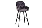 Design barkruk MILANO grijs fluwelen barstoel met, Huis en Inrichting, Barkrukken, Ophalen of Verzenden, Nieuw
