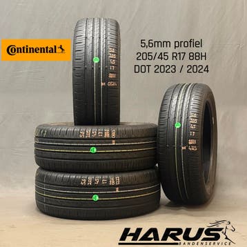 205/45/17 88H Continental zomerbanden 5,6mm profiel 4X, Auto-onderdelen, Banden en Velgen, Gebruikt, 17 inch, Band(en), Personenwagen