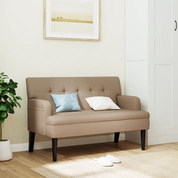 vidaXL Bankje met rugleuning 112x65,5x75 cm kunstleer, Verzenden, Nieuw, Leer