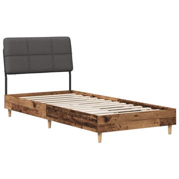 vidaXL Eenpersoonsbed met hoofdbord Oud hout en donkergrijs, Verzenden, Nieuw, Bruin, Hout