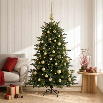 vidaXL Kunstkerstboom met kerstbal 120 cm 150 LEDs Warmwit, Diversen, Verzenden, Nieuw