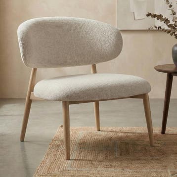 *WOONWINKEL* Fauteuil Eiken Met Creme Stof, Verzenden, Nieuw, Stof