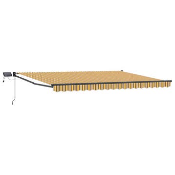 vidaXL Handmatig knikarmscherm met solar LED 4,5 x 3 m, Verzenden, Nieuw