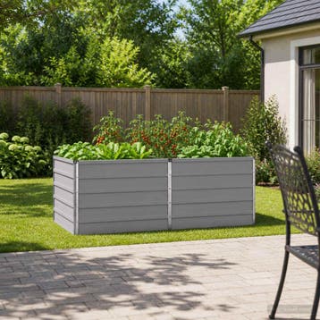 vidaXL Verhoogd Tuinbed Grijs 160 x 80 x 55 cm koudgewalst, Verzenden, Nieuw, Metaal, 60 tot 100 cm