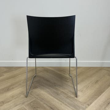 Viasit kantinestoel / stapelstoel,  zwart - chroom, Huis en Inrichting, Stoelen, Gebruikt, Zwart, Ophalen of Verzenden, Eén