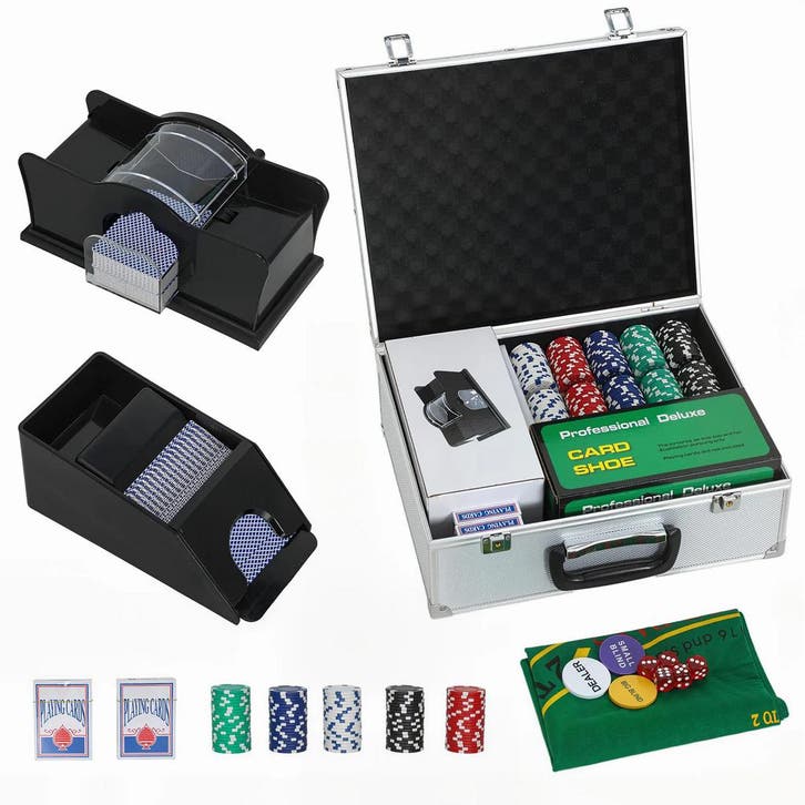 Poker-Set, 300 Chips, Dobbelstenen, 2 Kaartspellen, Accessoi, Sport en Fitness, Rugby, Nieuw, Verzenden