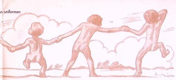 Spotprent met kinderen hand in hand (lijst optie, Lithos), Verzenden