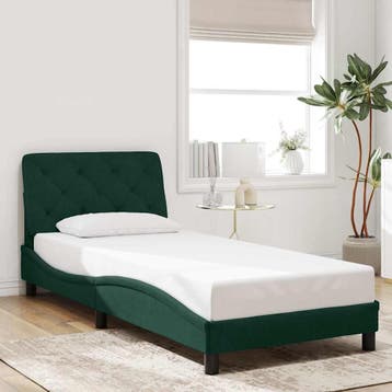 vidaXL Bedframe zonder matras 80x200 cm fluweel donkergroen, Eenpersoons, Verzenden, Nieuw, 80 cm