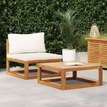 vidaXL 2-delige Loungeset met kussens massief acaciahout, Tuin en Terras, Verzenden, Nieuw, Hardhout, Loungeset