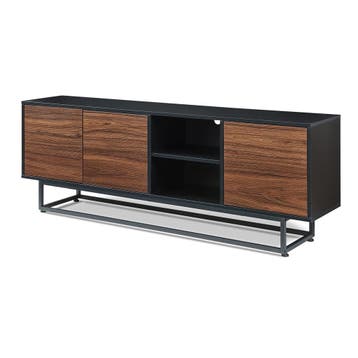 Commode Boxholm 160x30x57 cm zwart en walnootkleurig [en.cas, Huis en Inrichting, Kasten | Dressoirs, Verzenden, Nieuw