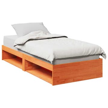 vidaXL Bedbank zonder matras wasbruin 75x190 cm massief, Eenpersoons, Bruin, Verzenden, Nieuw