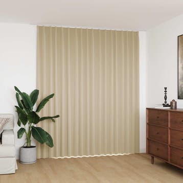vidaXL Gordijn verduisterend met haken 290x245 cm beige, Verzenden, Nieuw, Beige