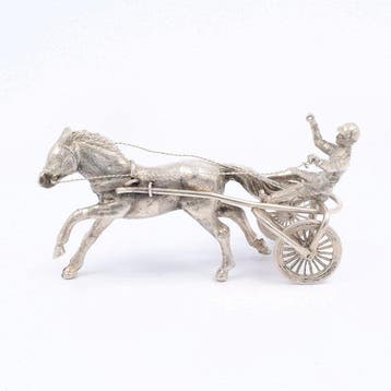Renpaard & Sulky - Miniatuur figuur - .835 zilver