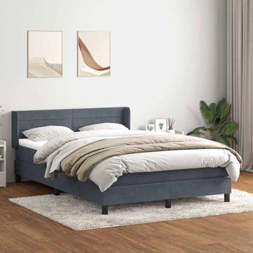 vidaXL Boxspring met matras fluweel donkergrijs 160x210 cm, Verzenden, Nieuw, Tweepersoons, Stof