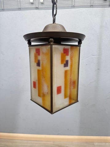 Lamp - Glas, Metaal - Amsterdamse school lamp